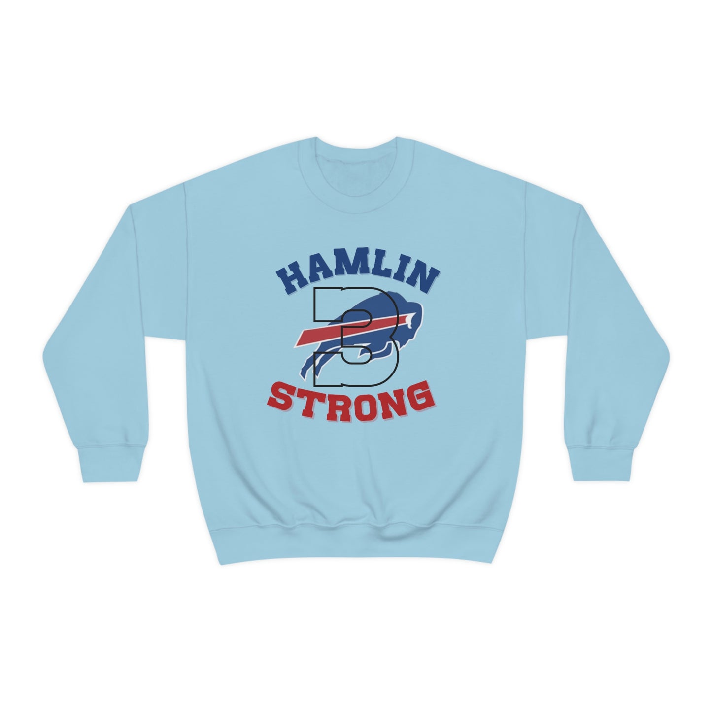 Hamlin Strong #3 Damar Hamlin Buffalo Bills Logo Crewneck Sweatshirt