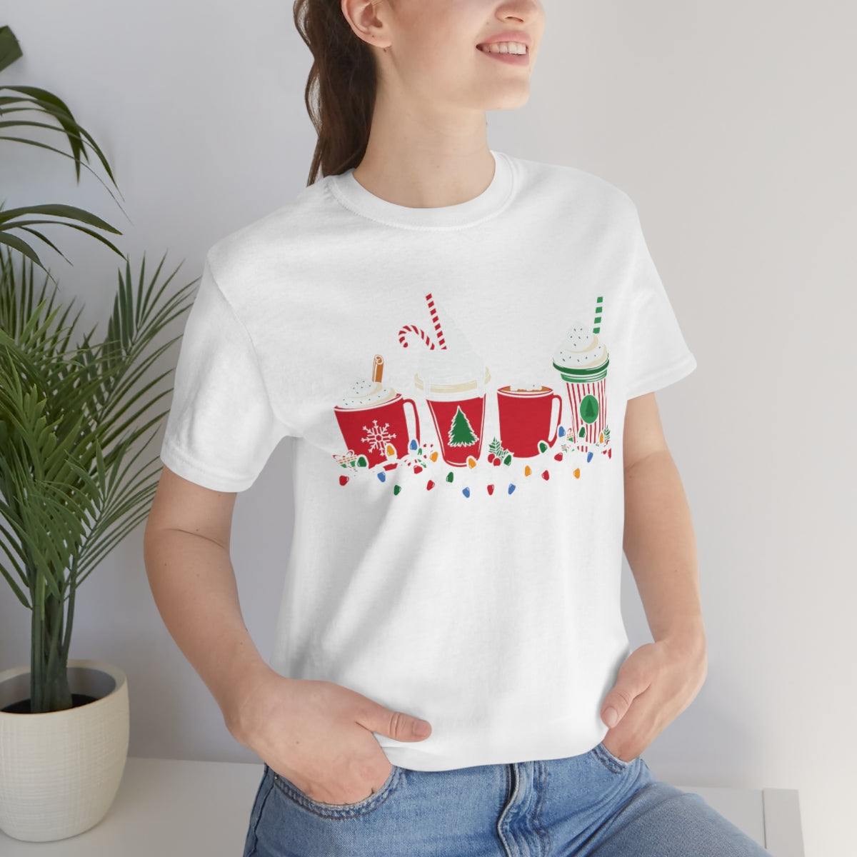 Starbucks Themed Peppermint Coffee Cups Christmas Holiday Tshirt