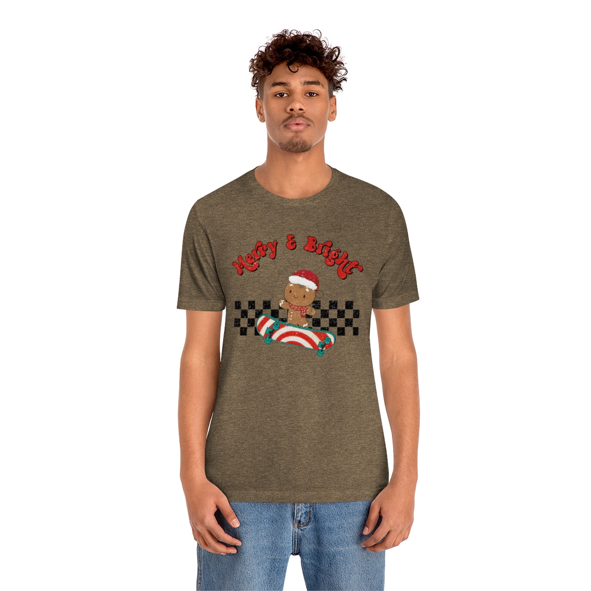 Merry & Bright Skating Gingerbread Christmas Tshirt