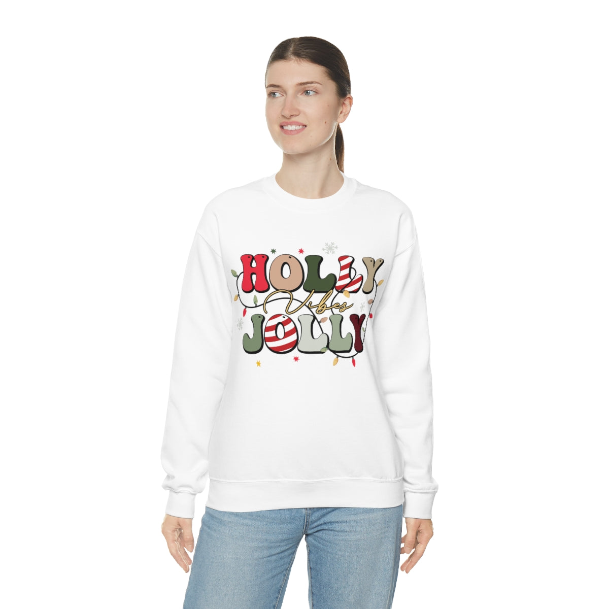 Holly Jolly Vibes with Lights Christmas Sweatshirt