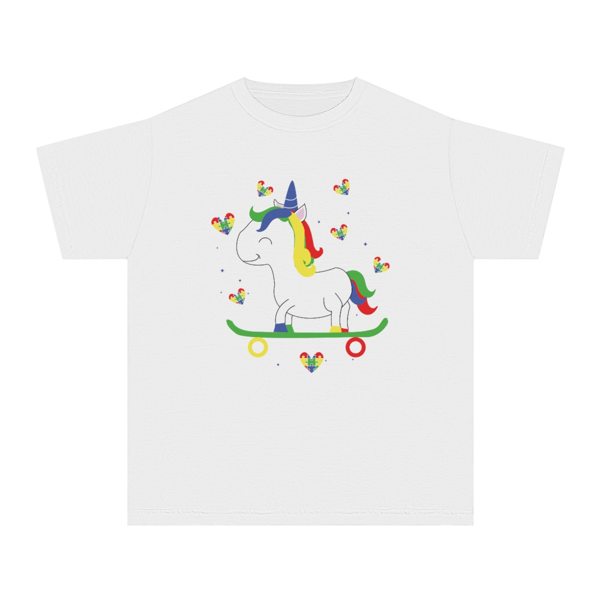 Autism Unicorn Skateboarding Youth Midweight Tshirt