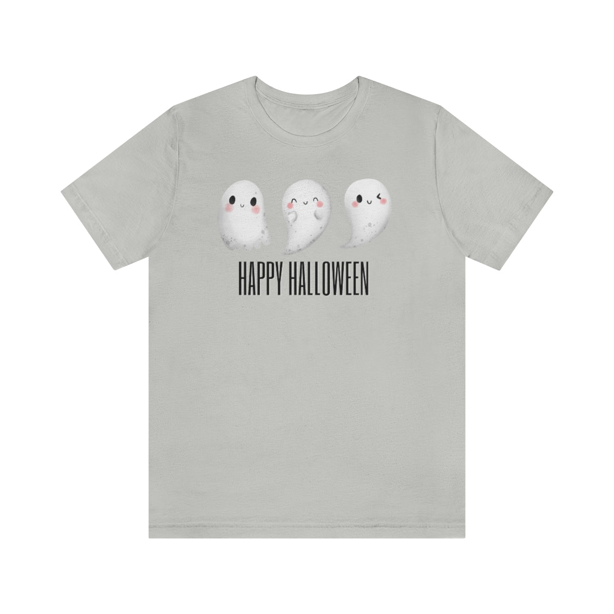 Three Ghosts Cute Happy Halloween Tshirt, Funny TShirt Design on Unisex Jersey Short Sleeve Tee