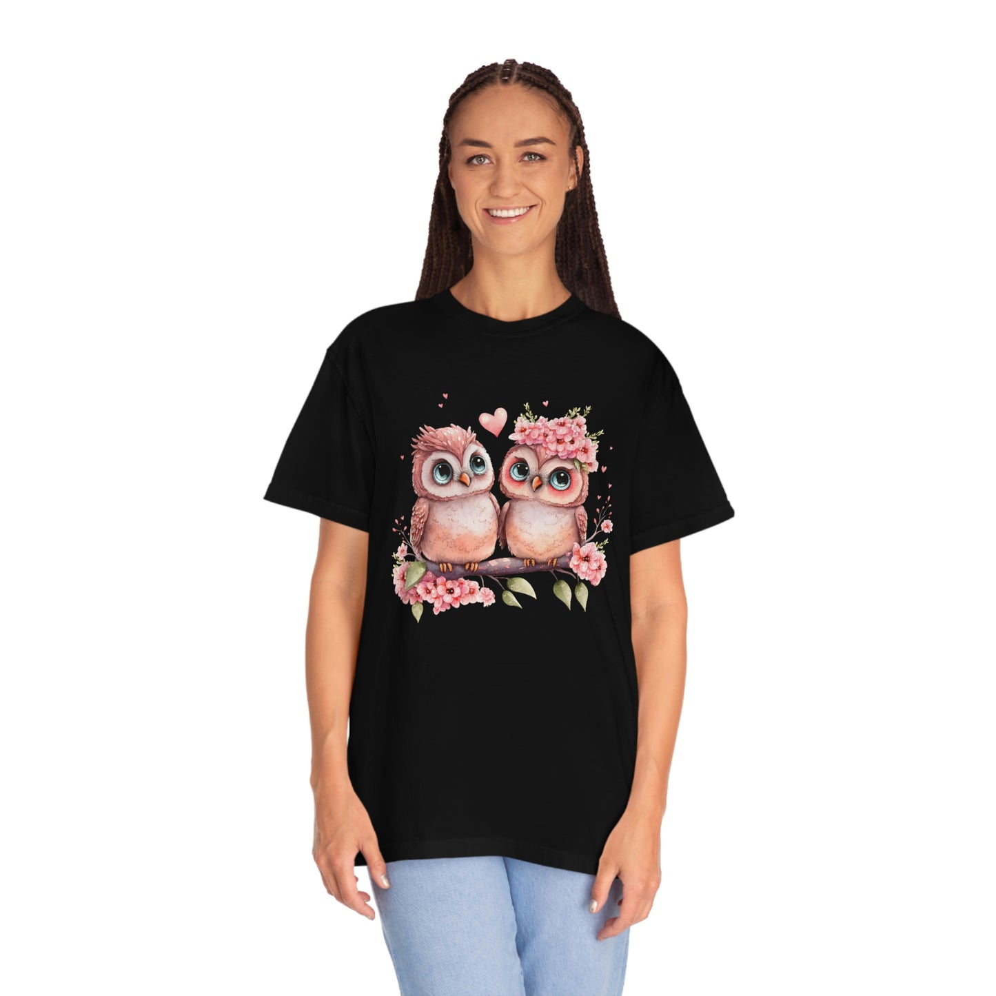 Adorable Valentines Day Owl Couple on Branch Tshirt