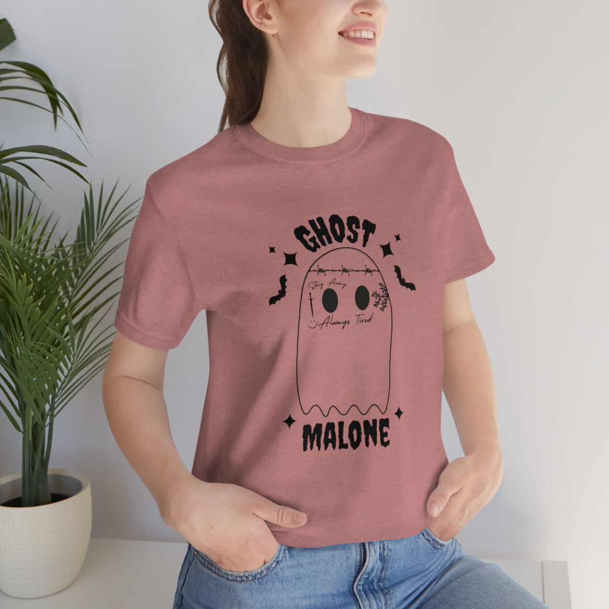 Ghost Malone Cool Halloween Tshirt, Funny Halloween T-Shirt Design on Unisex Jersey Short Sleeve Tee