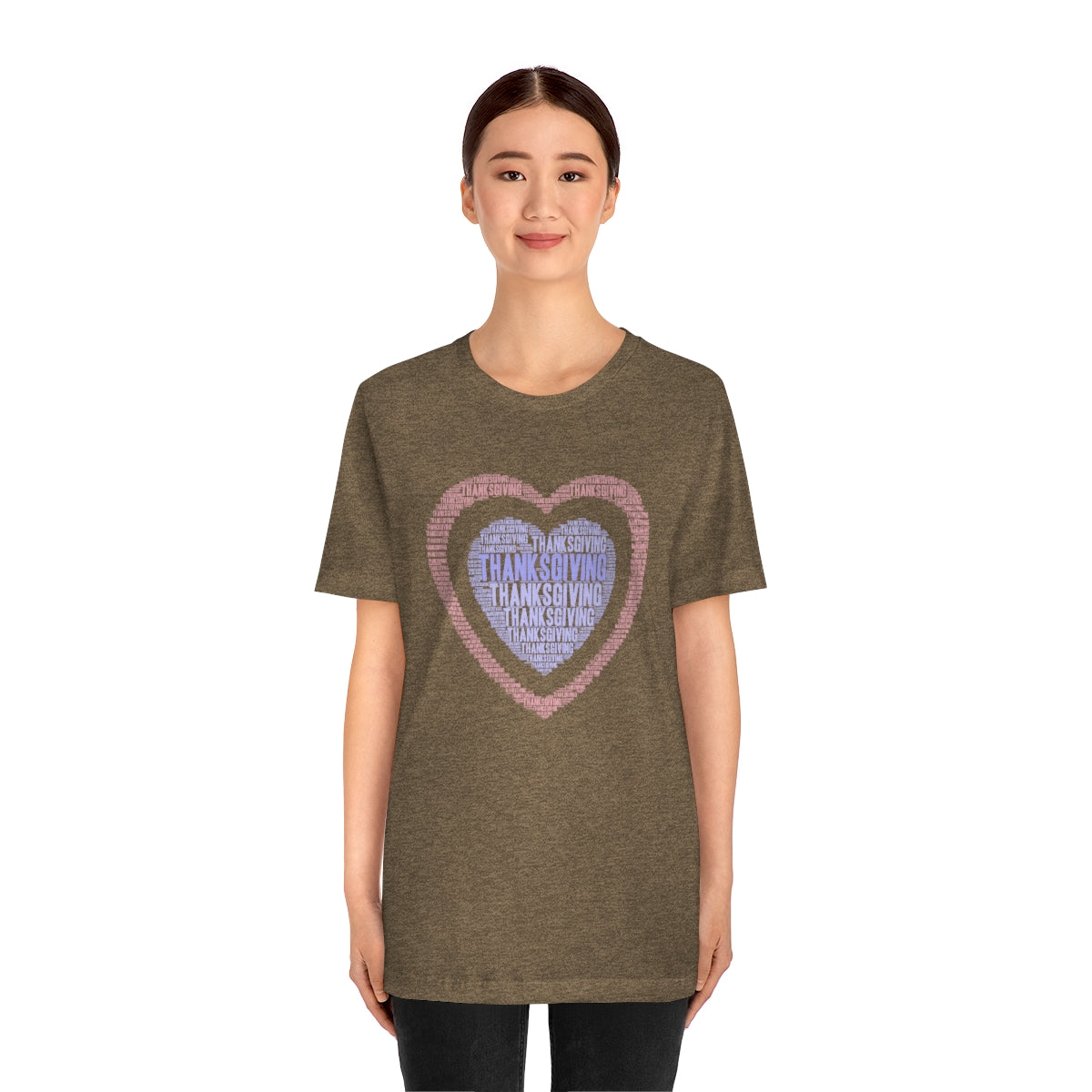 Cute Heart Thanksgiving Tshirt Design | Thanksgiving TShirt | Thanksgiving T-Shirt | Thanksgiving Teeshirt Design on Unisex Jersey Short Sleeve Tee