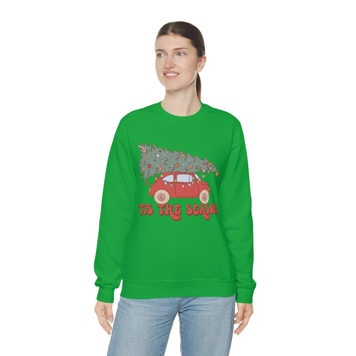 Tis the Season Groovy VW Bug Christmas Xmas Holiday Sweatshirt