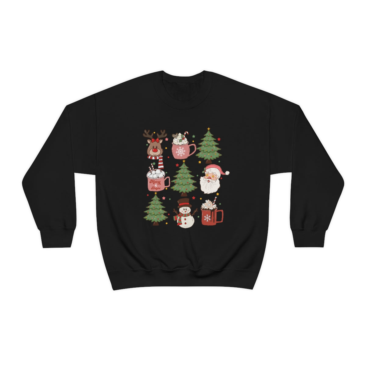 Cute Snowman Santa Reindeer Christmas Xmas Holiday Sweatshirt