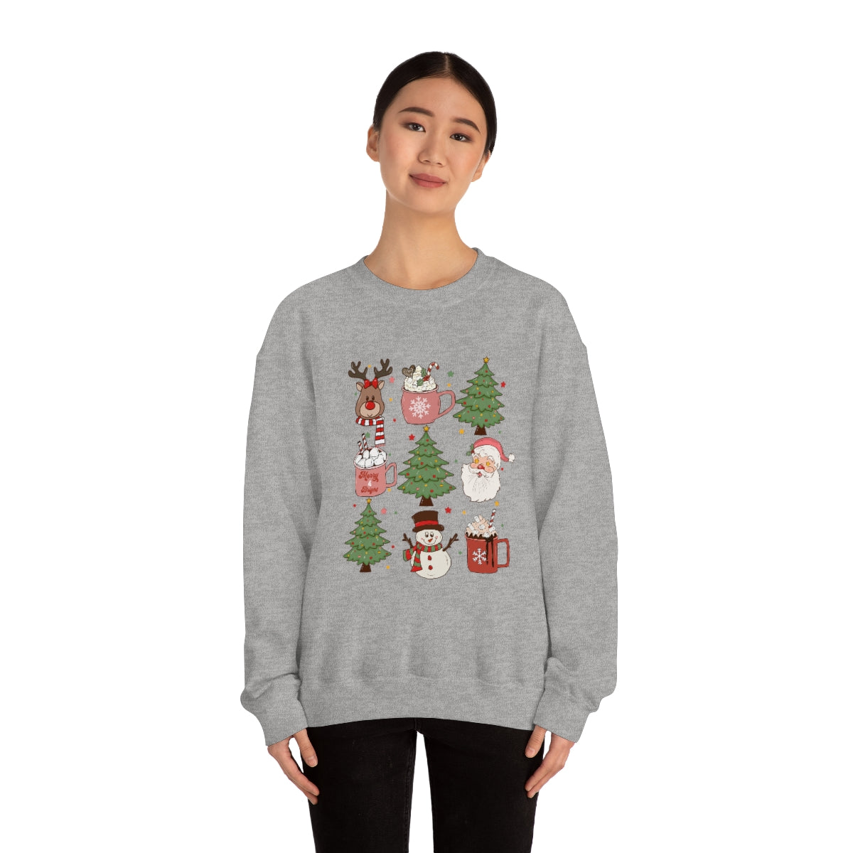 Cute Snowman Santa Reindeer Christmas Xmas Holiday Sweatshirt