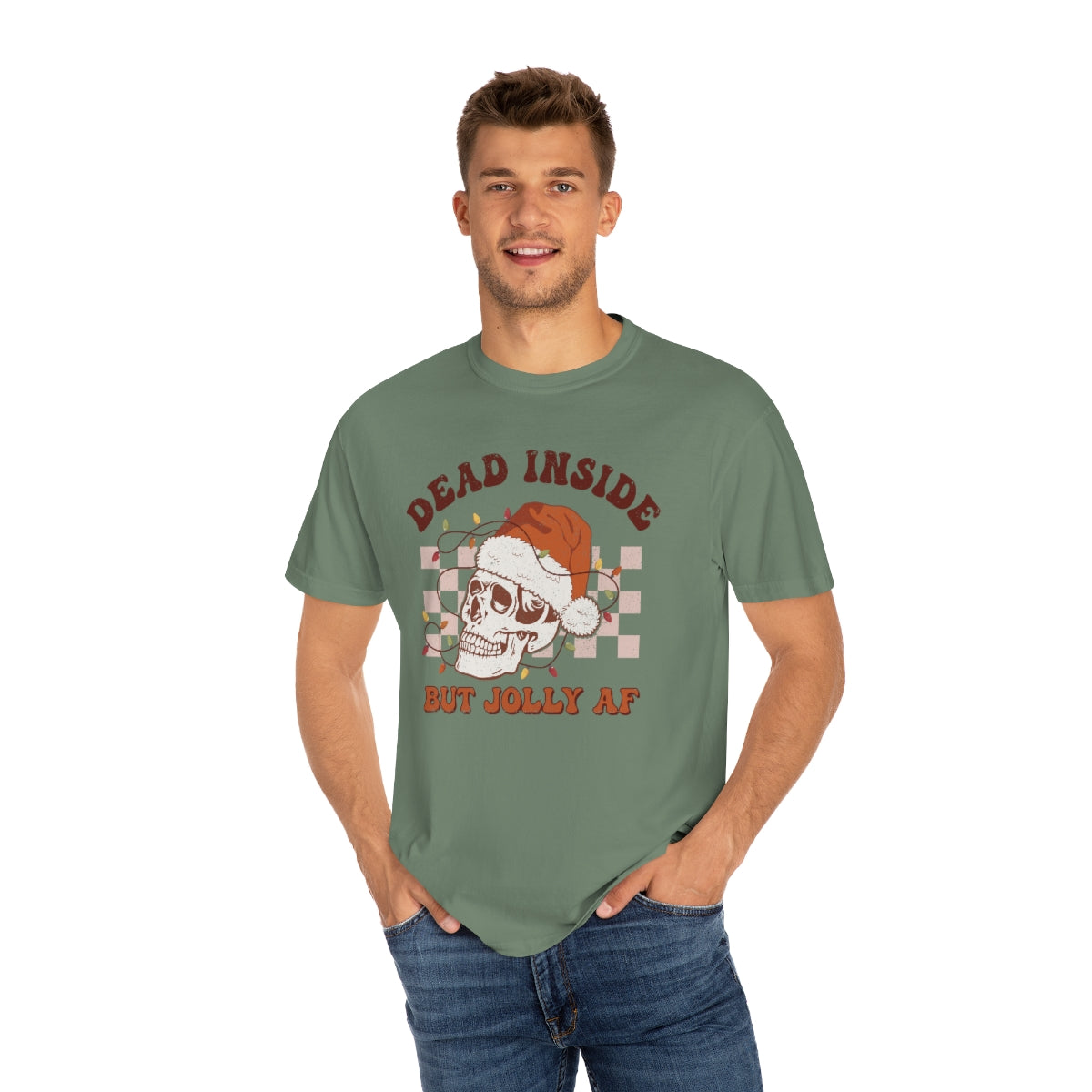 Dead Inside But Jolly AF Shirt Dead Inside Skeleton Funny Christmas Tshirt