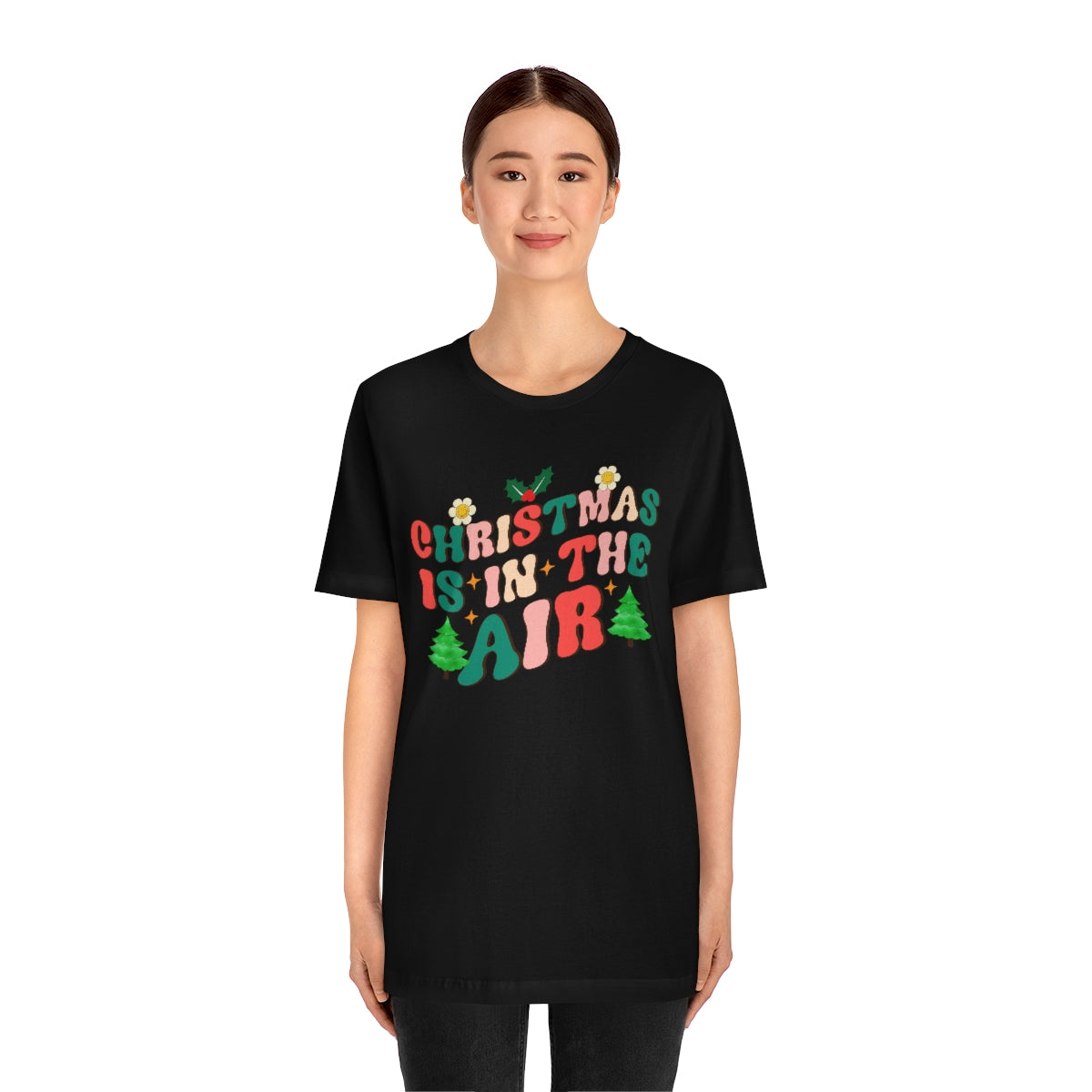 Retro Christmas is in the Air Cute Xmas Trees Holiday Tshirt