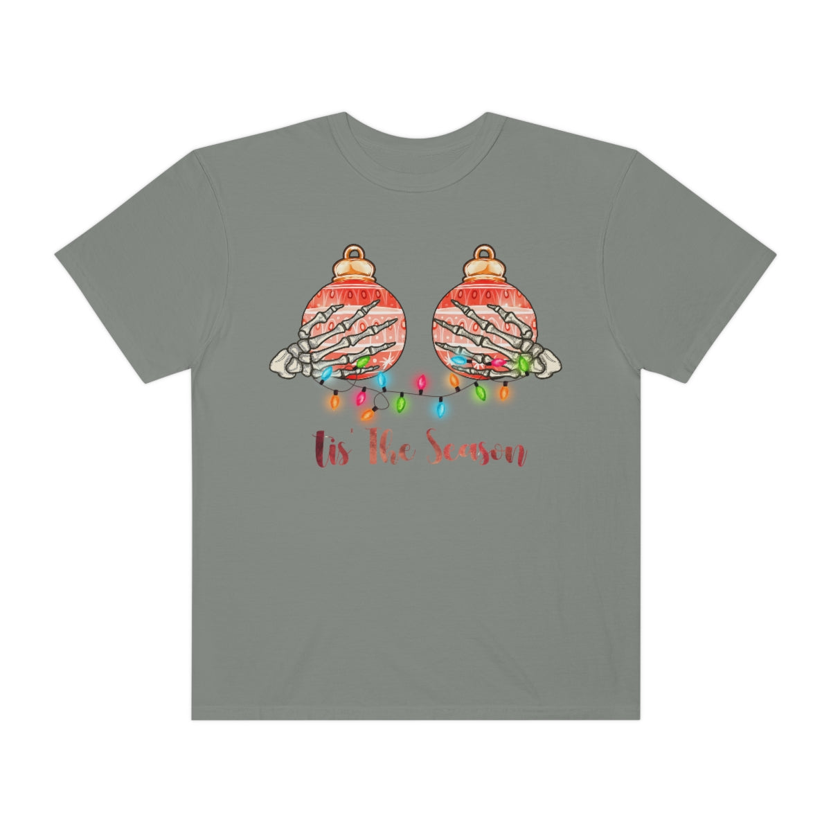 Tis the Season Christmas Ornaments on Breasts Holiday Tshirt