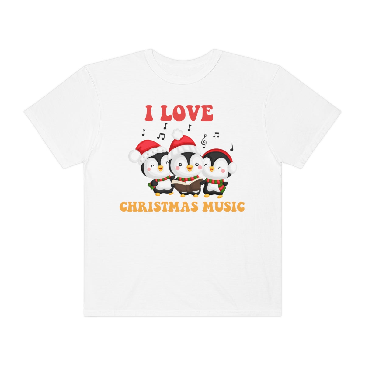 Cute I love Christmas Music Singing Caroling Penguins Holiday Xmas TShirt