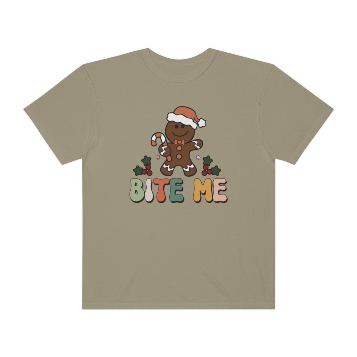 Bite Me Gingerbread Cookie Retro Christmas Tshirt