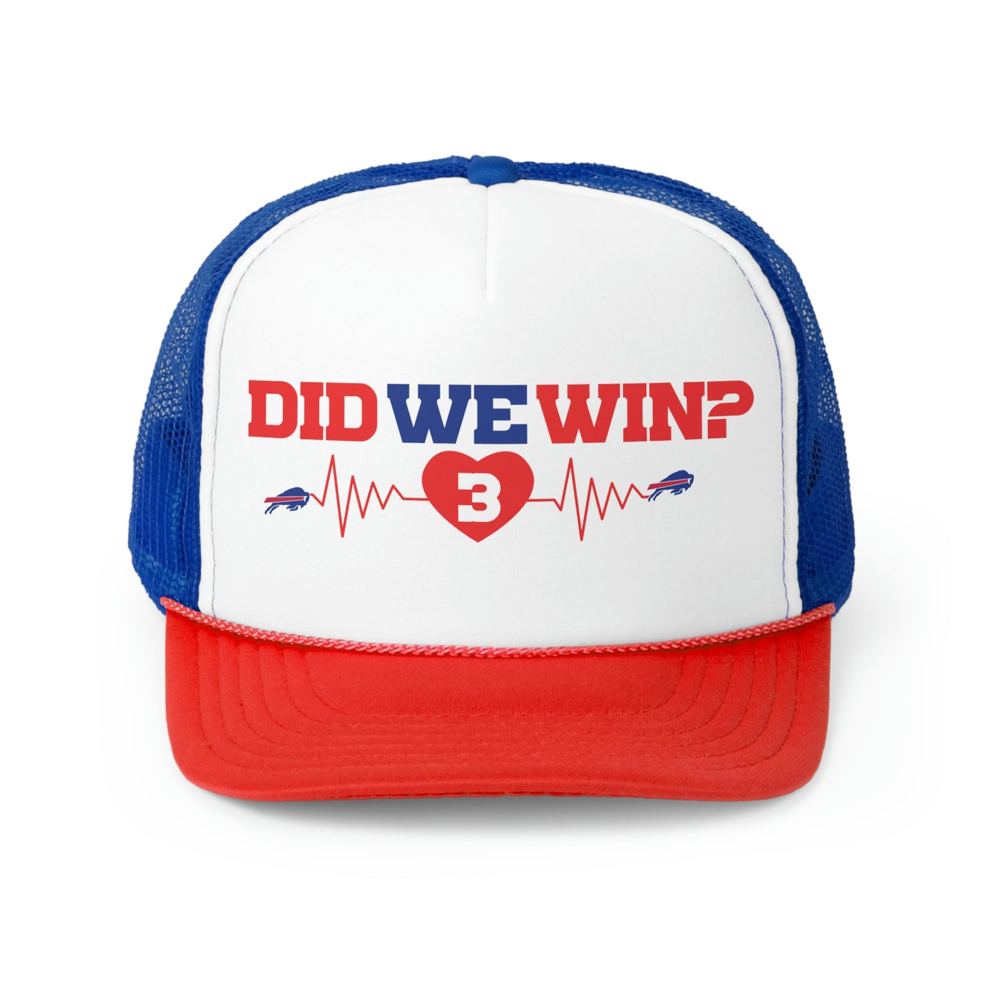 Did We Win? Damar Hamlin #3 Heartbeat Buffalo Bills Trucker Hat