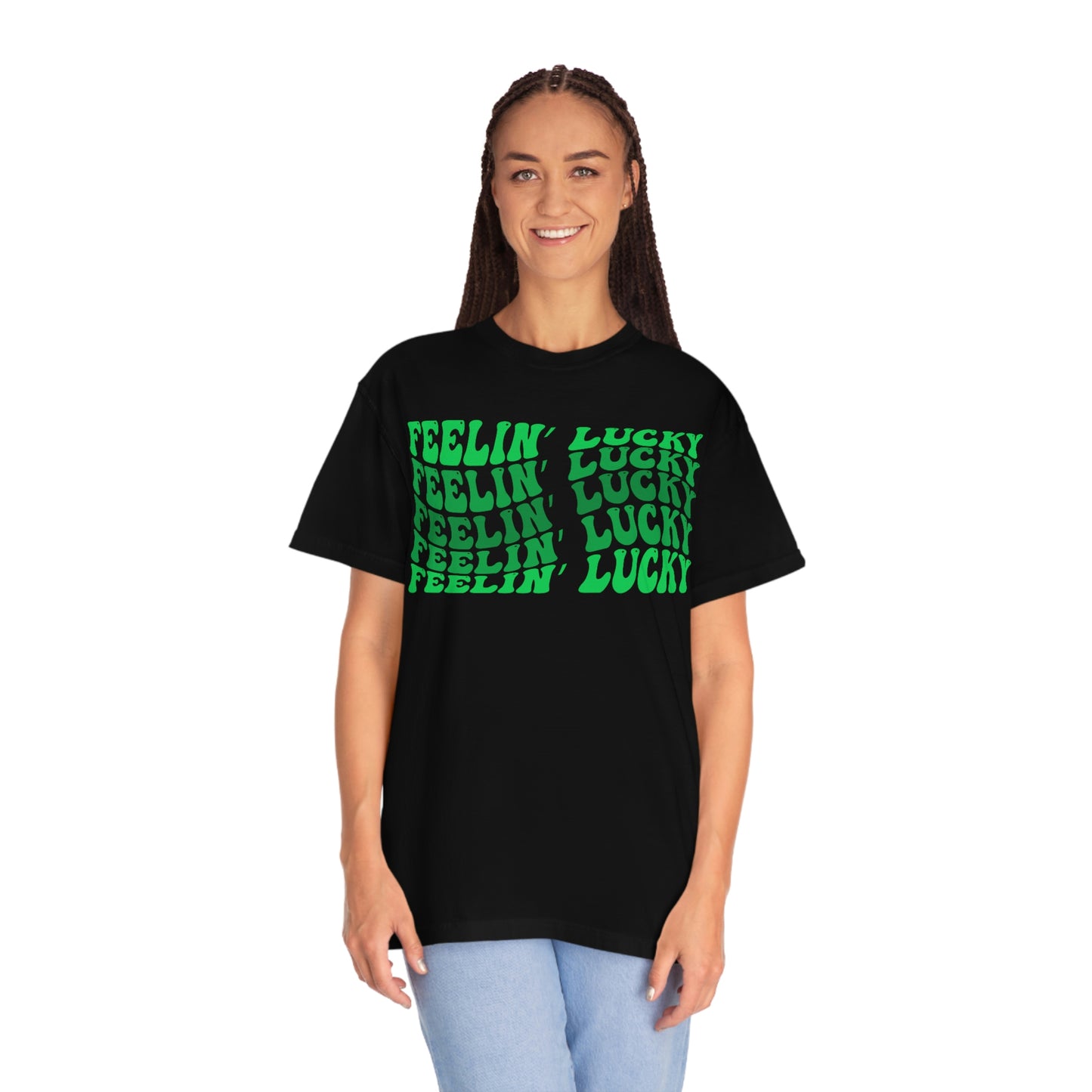 "Feelin' Lucky" Retro Vintage Font St. Patrick's Day Tshirt