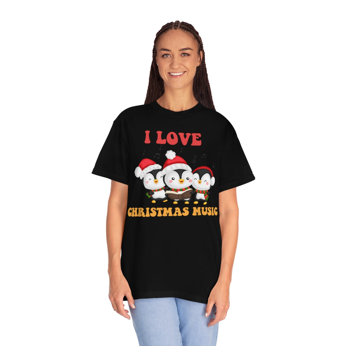 Cute I love Christmas Music Singing Caroling Penguins Holiday Xmas TShirt