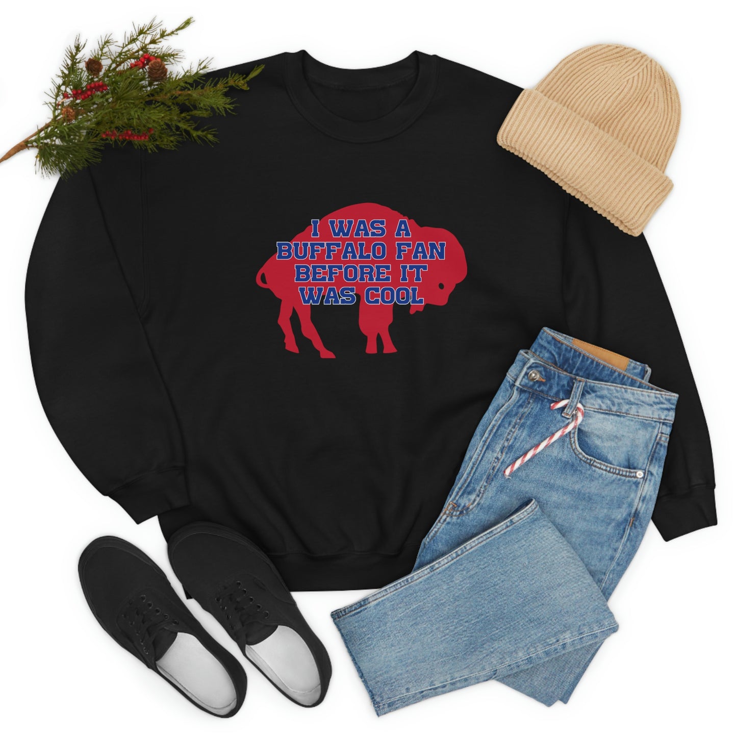 I Was a Buffalo Fan Before it was Cool Retro Red Logo Bills Mafia Football Crewneck Sweatshirt