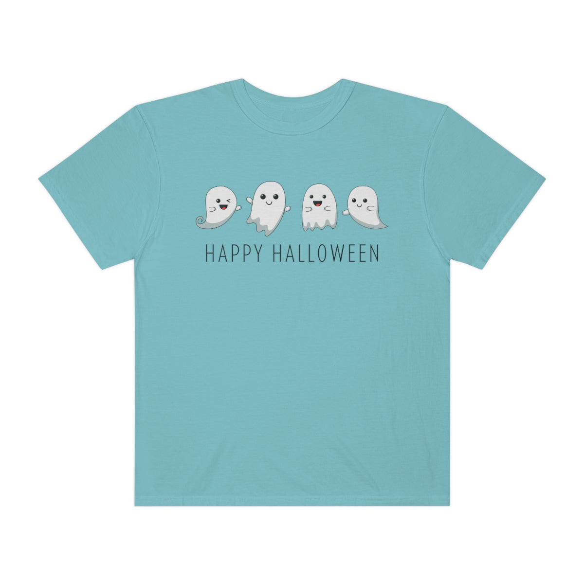 Happy Halloween Cute Ghost Tshirt Design on Unisex Garment-Dyed T-shirt