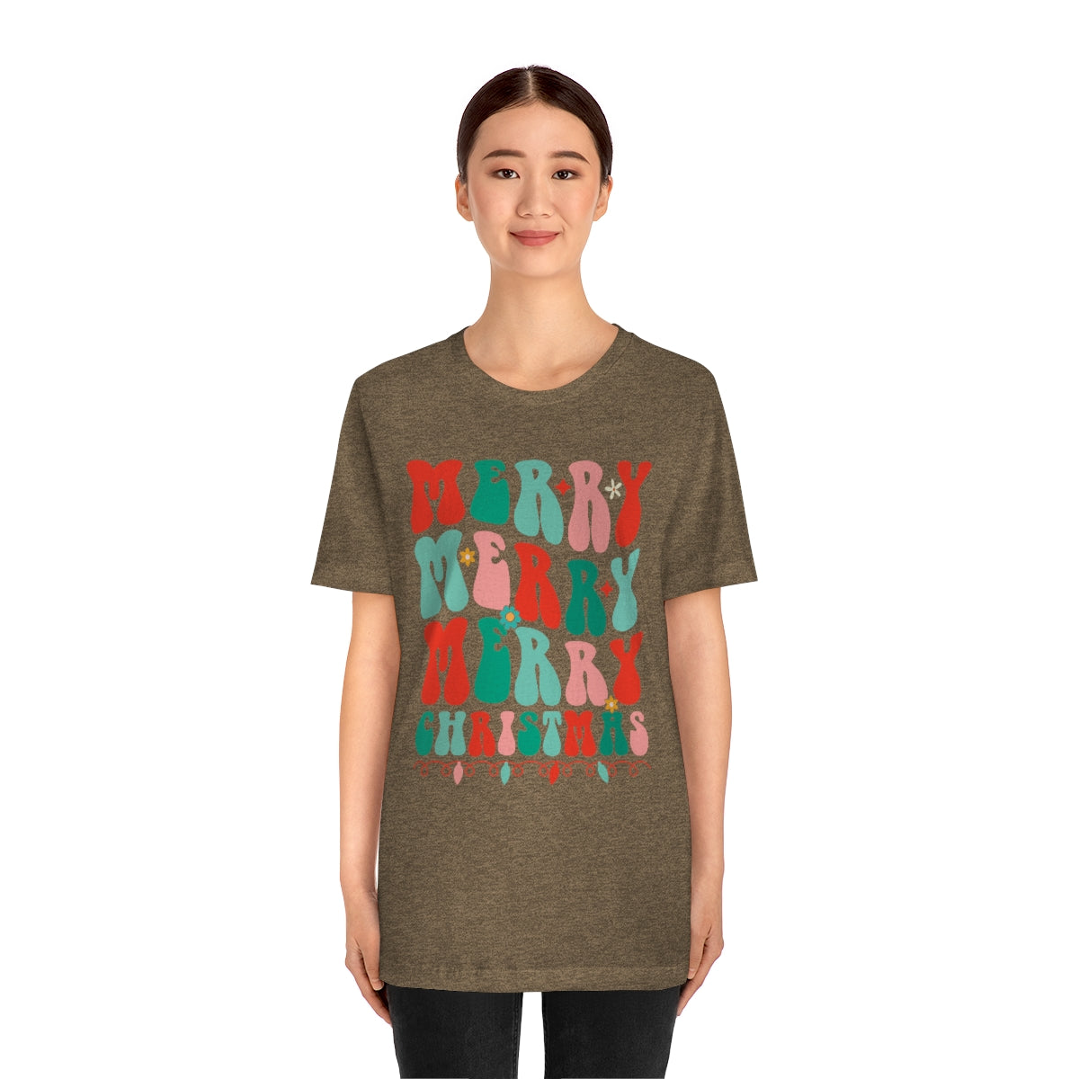 Retro Merry Merry Merry Christmas Xmas Holiday Tshirt