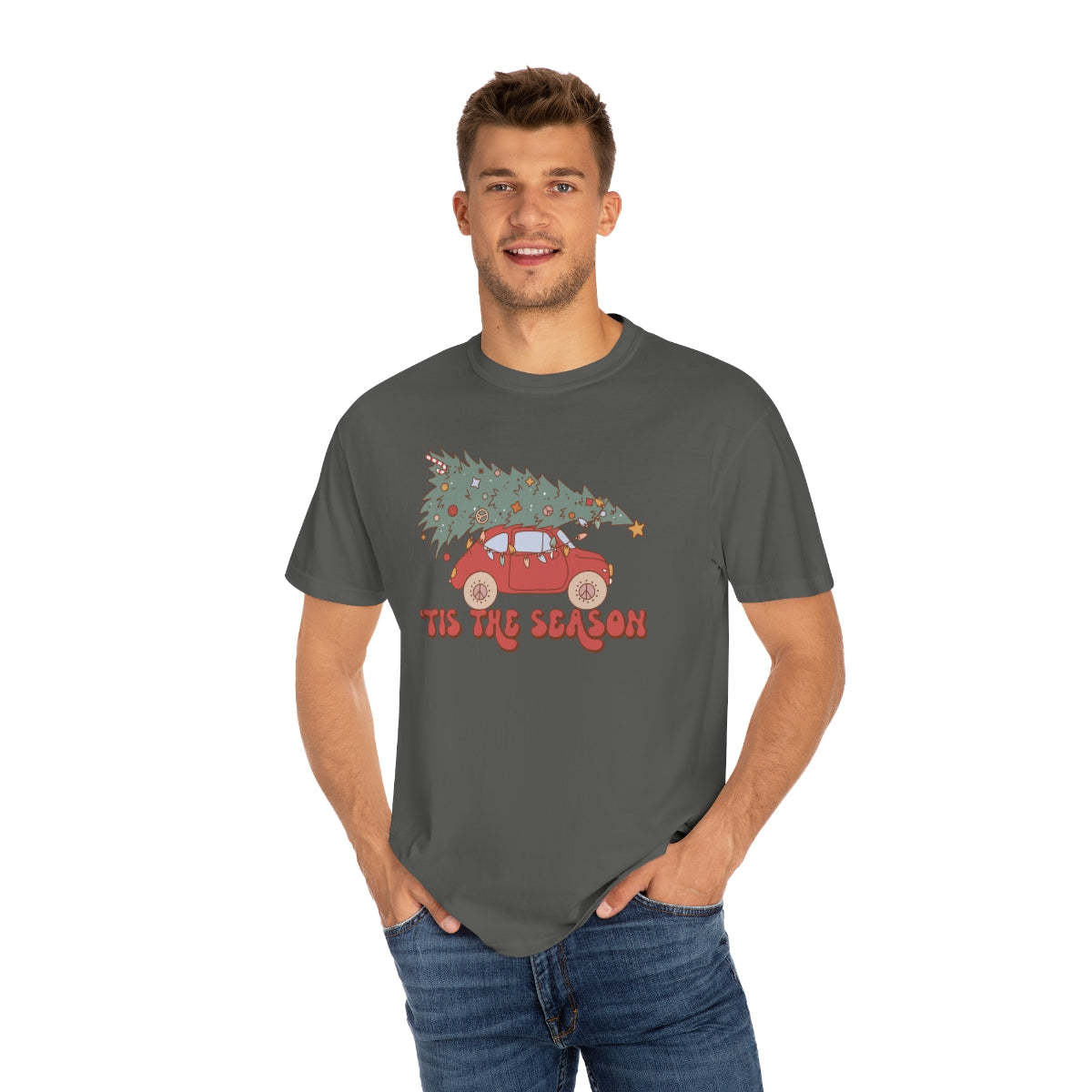 VW Bug with Tree Retro Vintage Christmas TeeShirt