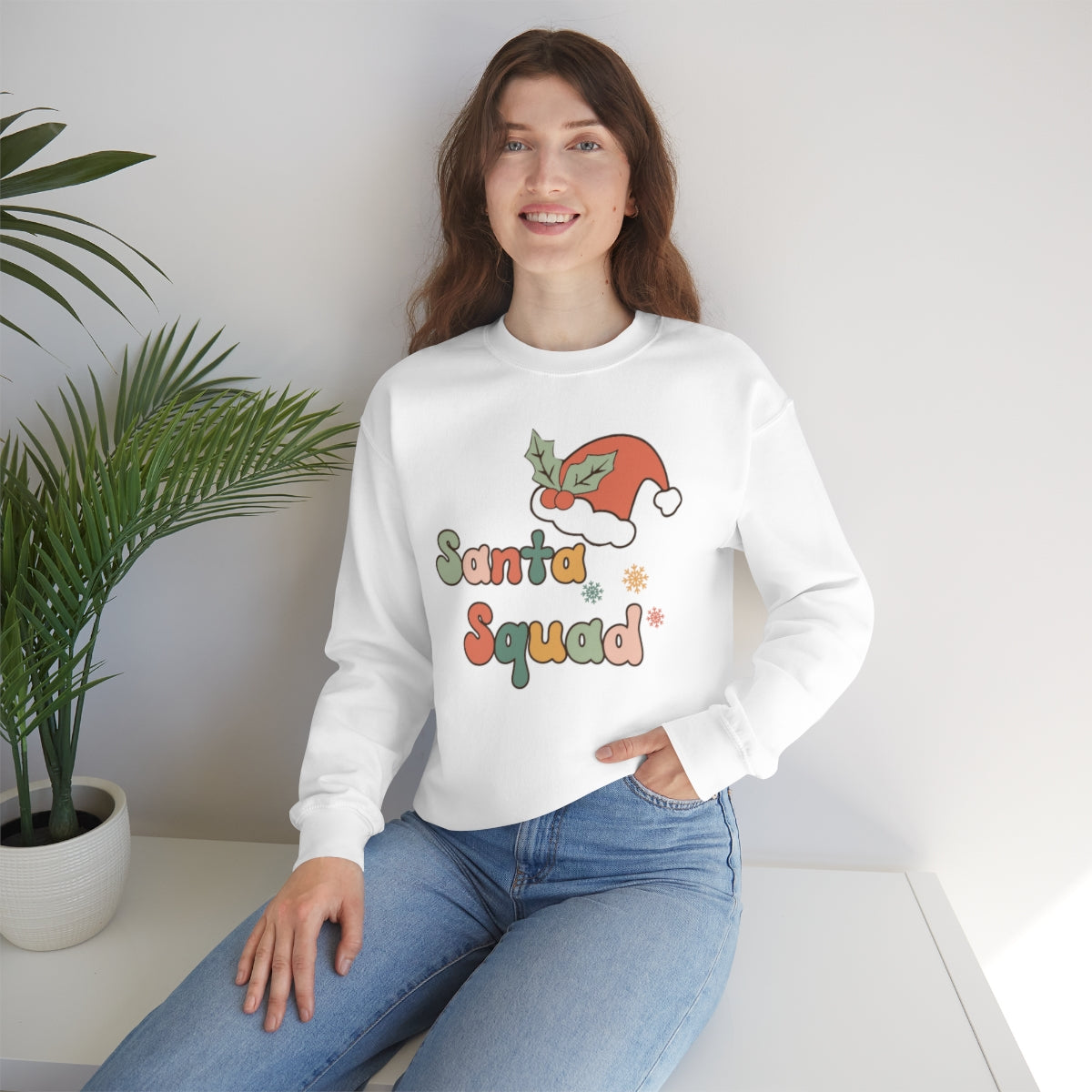 Santa Squad Groovy Retro Style Christmas Sweatshirt