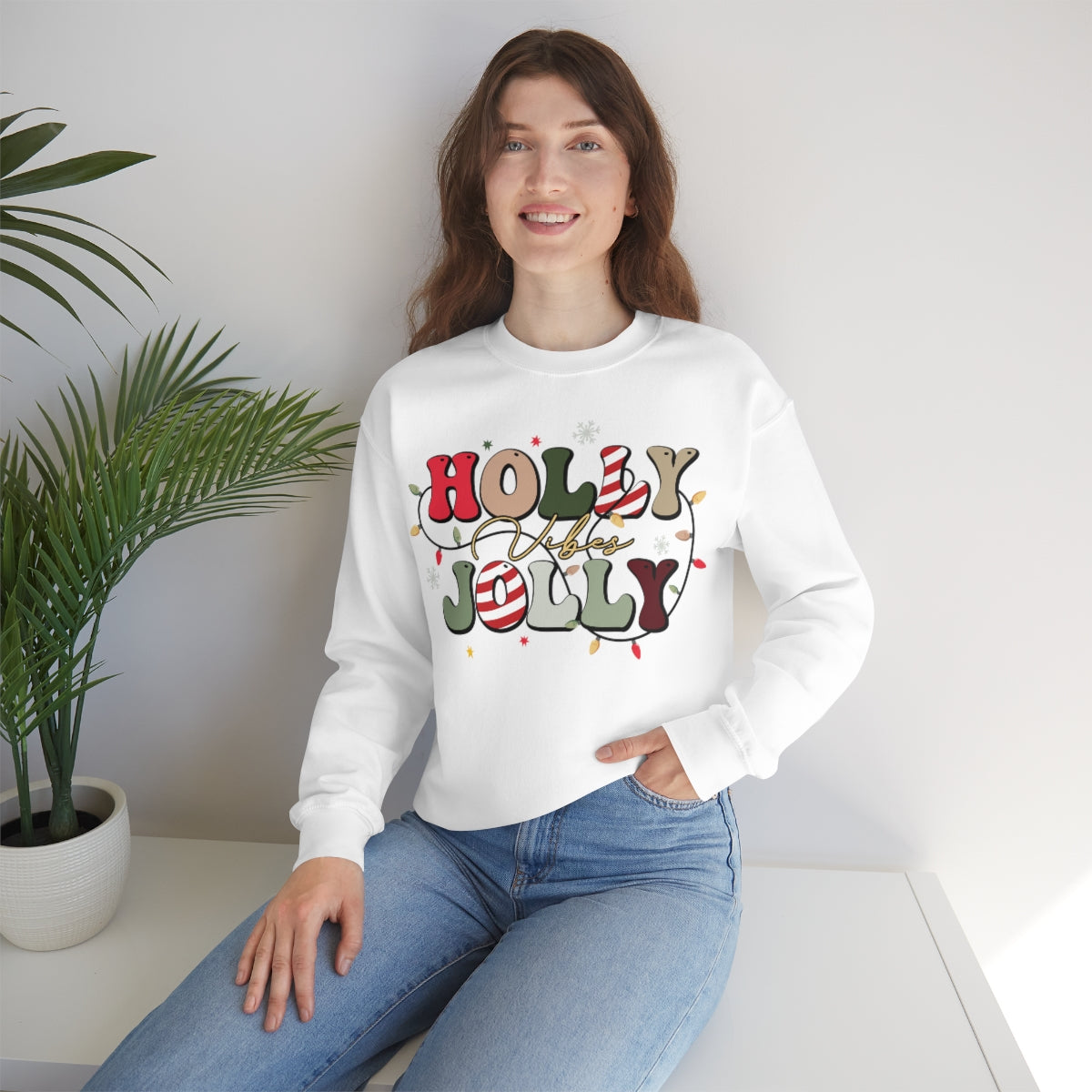 Holly Jolly Vibes with Lights Christmas Sweatshirt