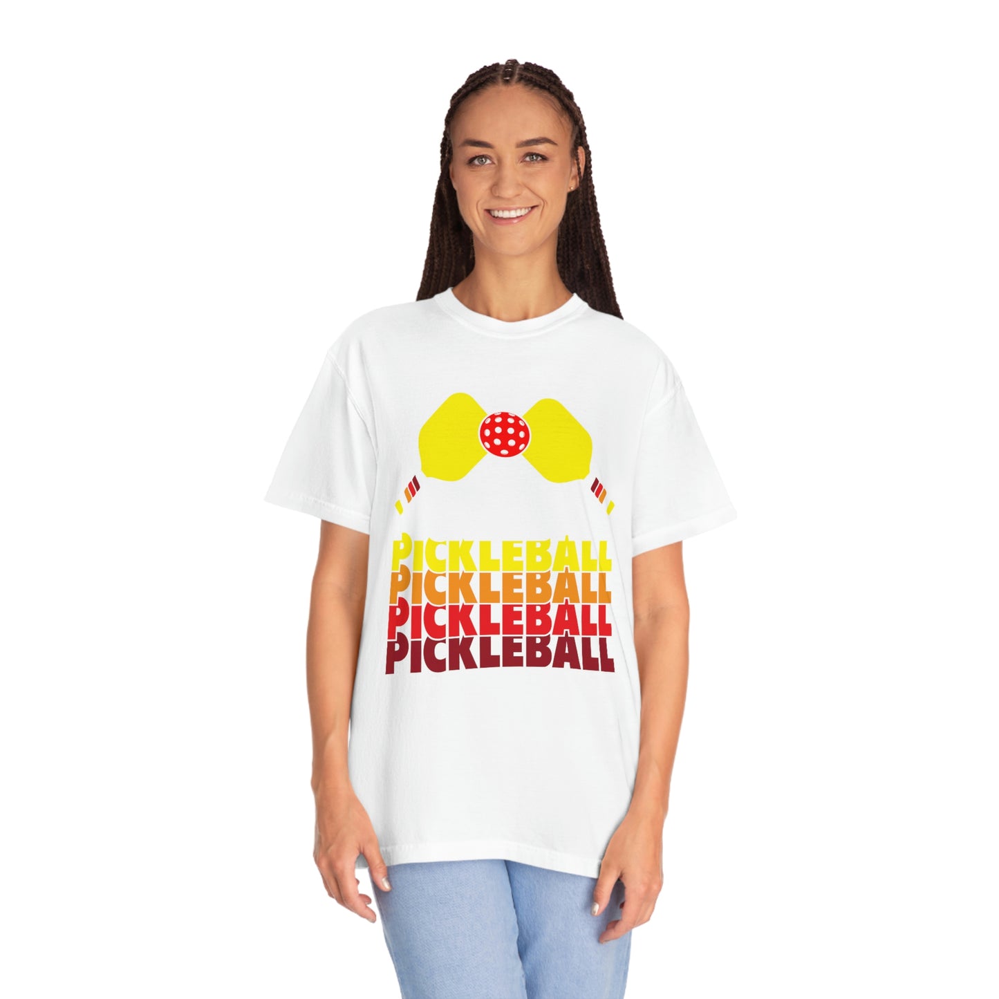 Pickleball Rackets Cool Yellow Retro Design Tshirt