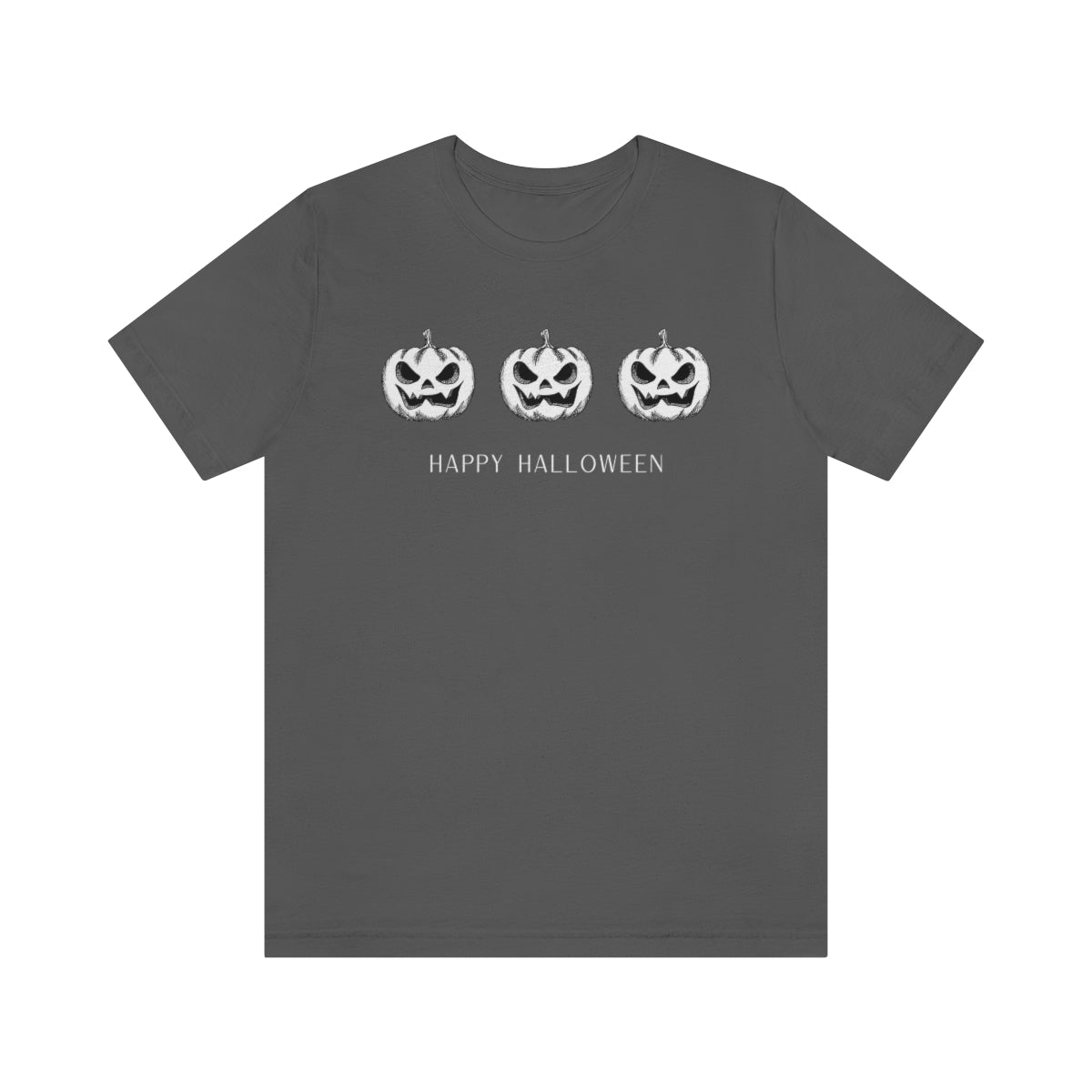 Three Pumpkin Happy Halloween, Pumpkin Tshirt, Funny TShirt Design on Unisex Jersey Short Sleeve Tee