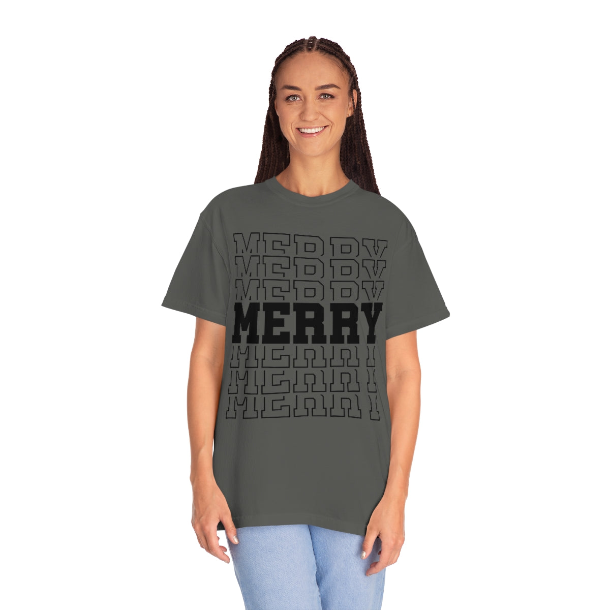 Merry Merry Merry Varsity Lettering Christmas Holiday Tshirt