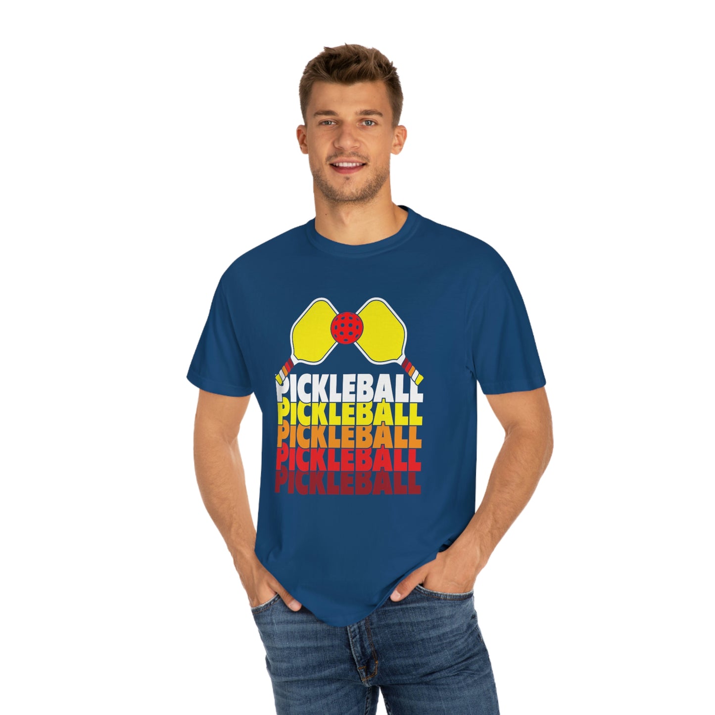 Pickleball Rackets Cool Yellow Retro Design Tshirt