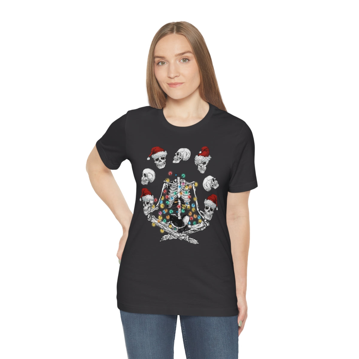 Yoga Skeleton Juggling Heads Christmas Tshirt