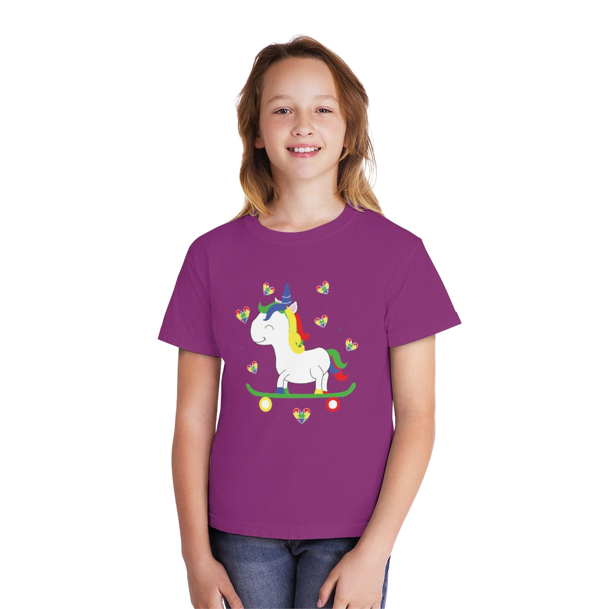 Autism Unicorn Skateboarding Youth Midweight Tshirt