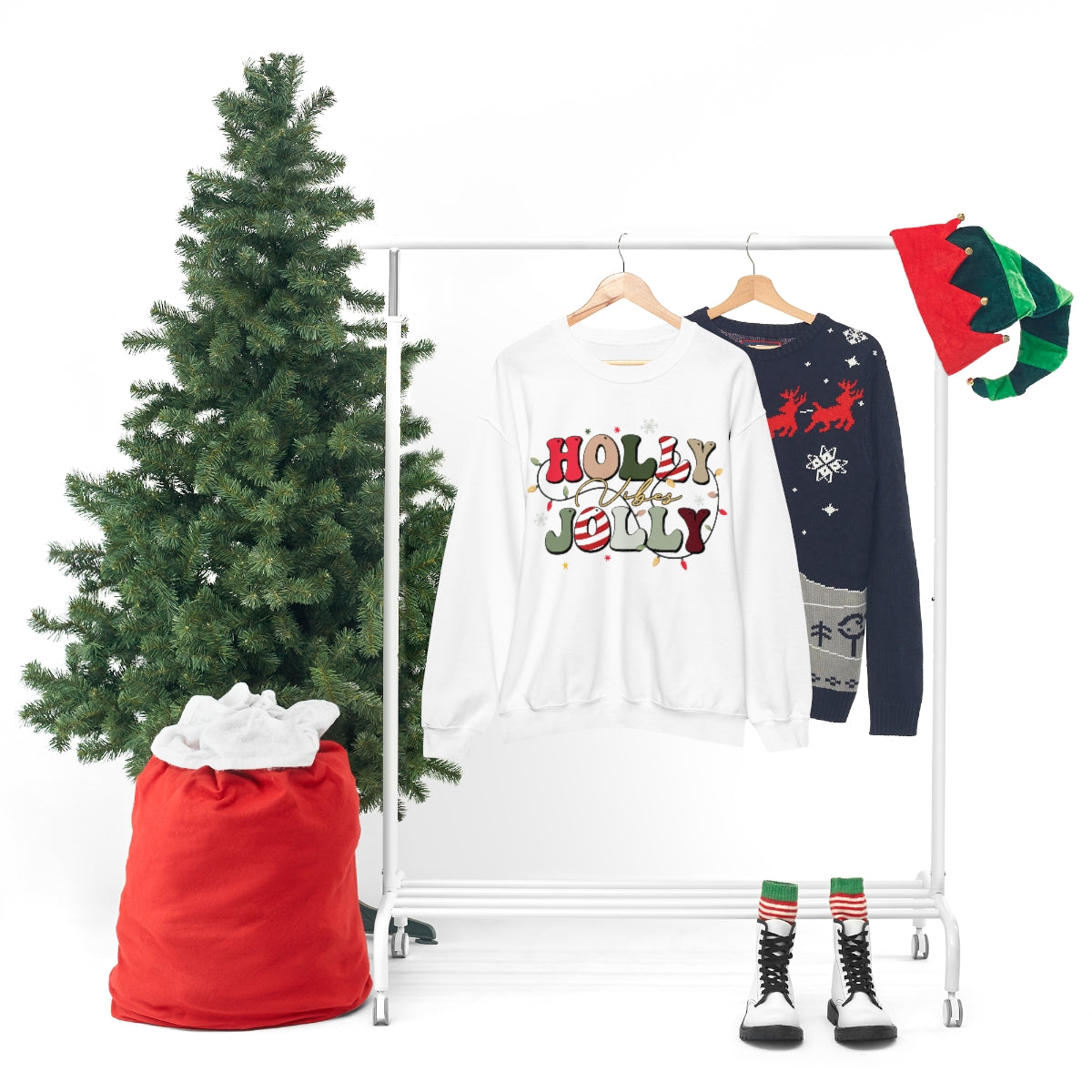 Holly Jolly Vibes with Lights Christmas Sweatshirt