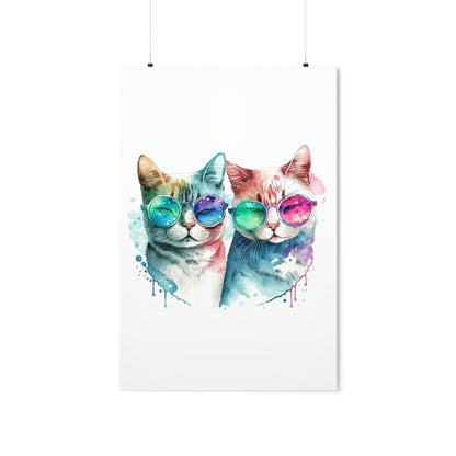 Cute Cat Couple Valentines Gift for Her Premium Matte Vertical Poster
