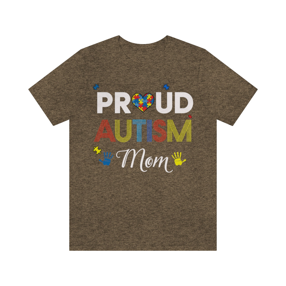 Proud Autism Mom with Handprints Puzzle Pieces Tshirt