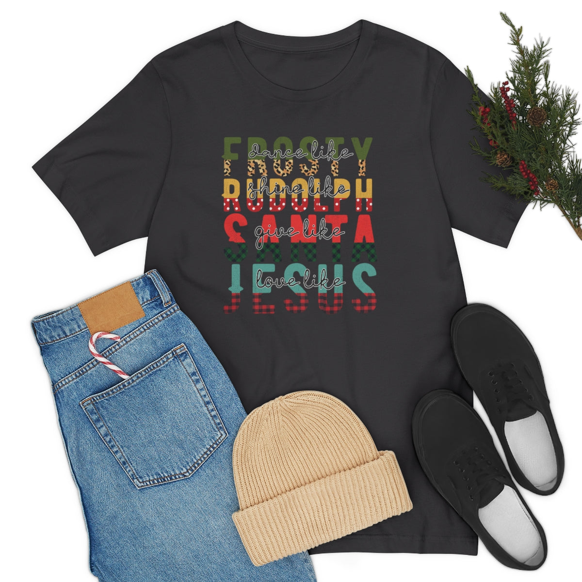 Frosty Rudolph Santa Jesus Christmas Tshirt