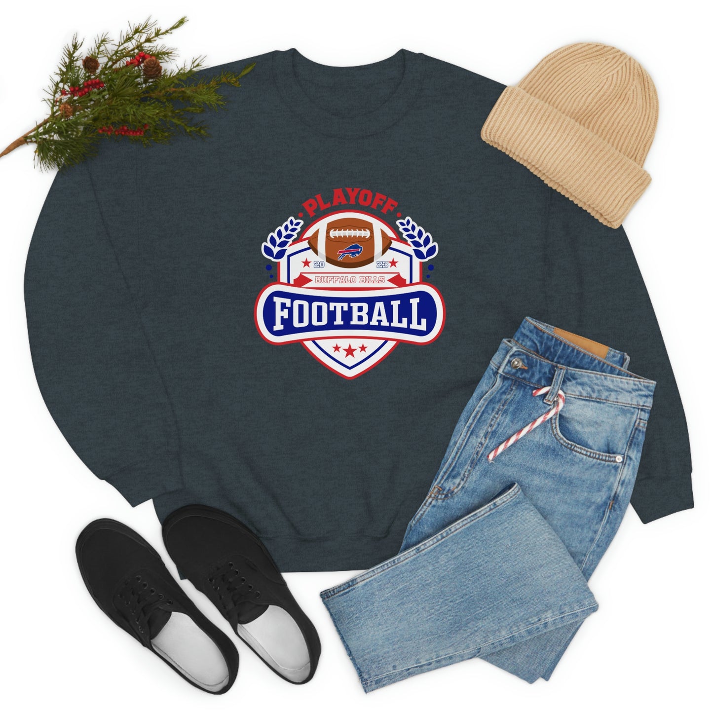 2023 Bufalo Football Playoffs Buffalo Bills Logo Crewneck Sweatshirt