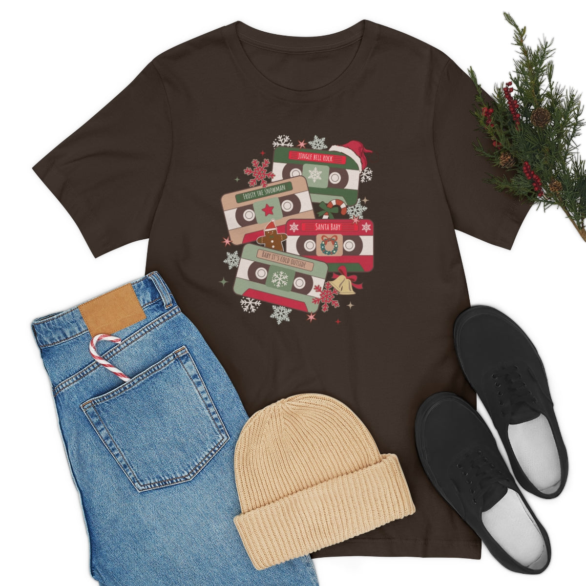 Retro Christmas Music Cassette Tape Christmas Tshirt