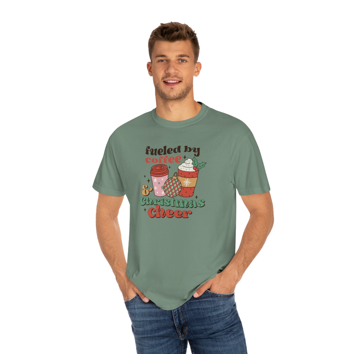 Fueled by Coffee and Christmas Cheer Retro Xmas TShirt