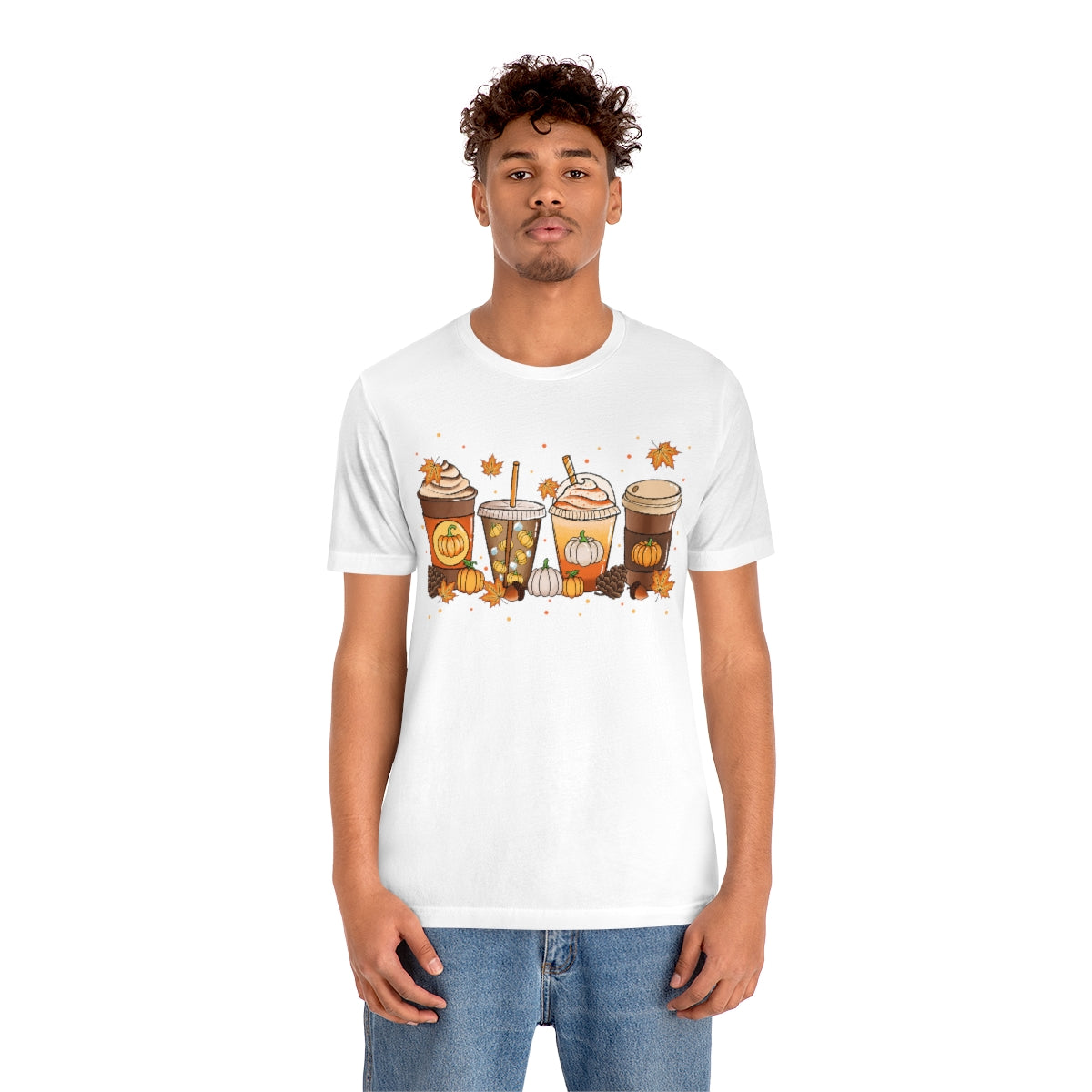 Fall Coffee Shirt Pumpkin Spice Coffee Design Short Sleeve Tshirt