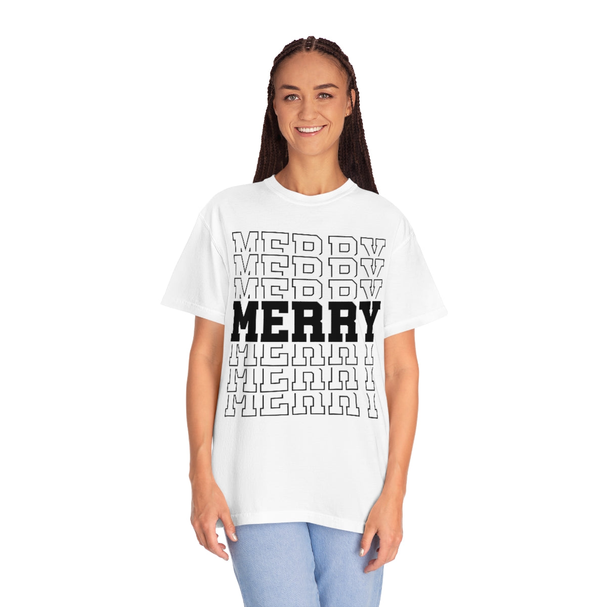 Merry Merry Merry Varsity Lettering Christmas Holiday Tshirt