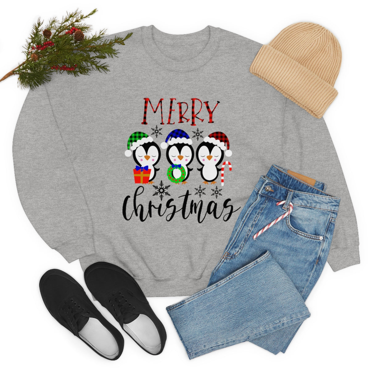 Merry Christmas Cute Penguins Xmas Holiday Sweatshirt