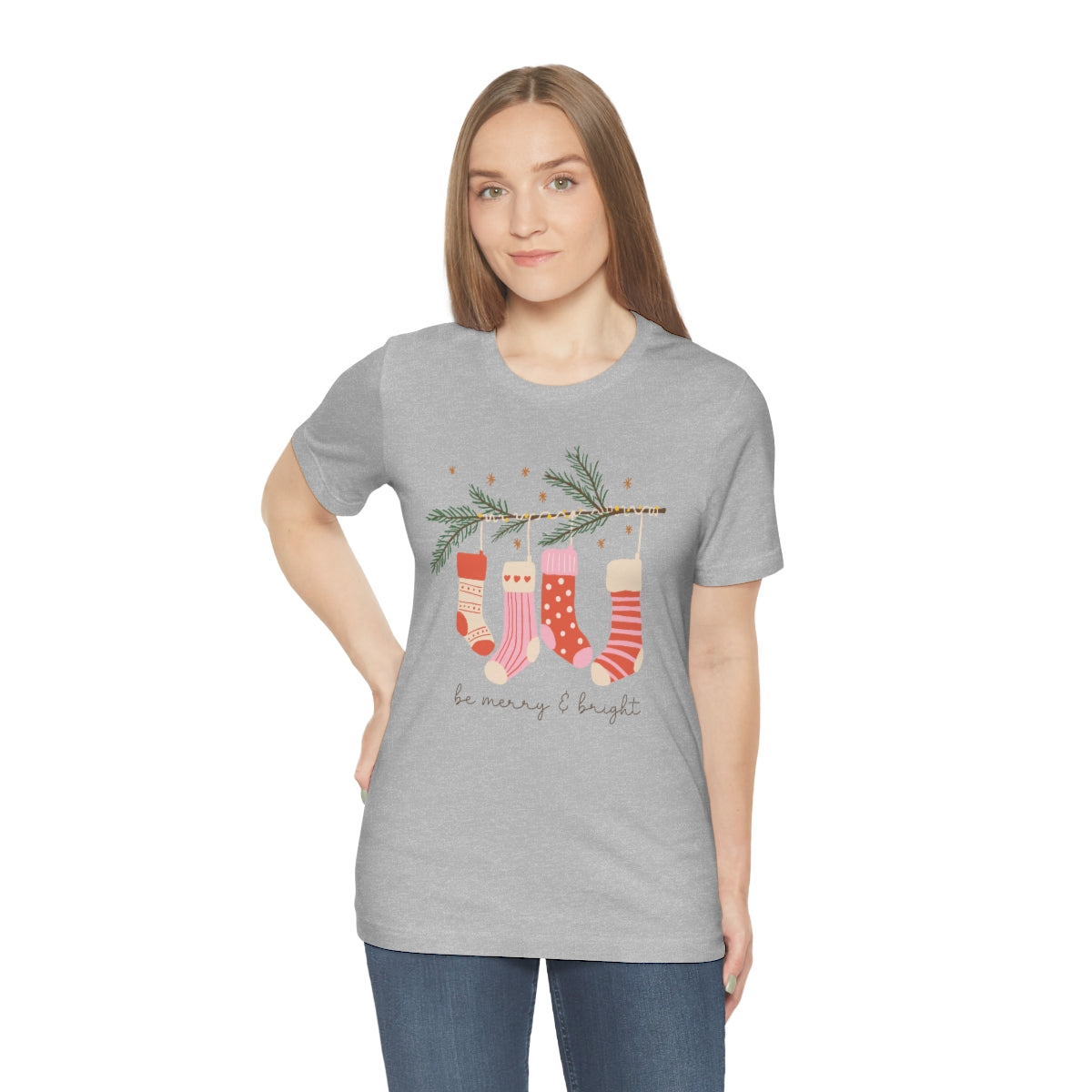 Be Merry & Bright Stockings Christmas Tshirt