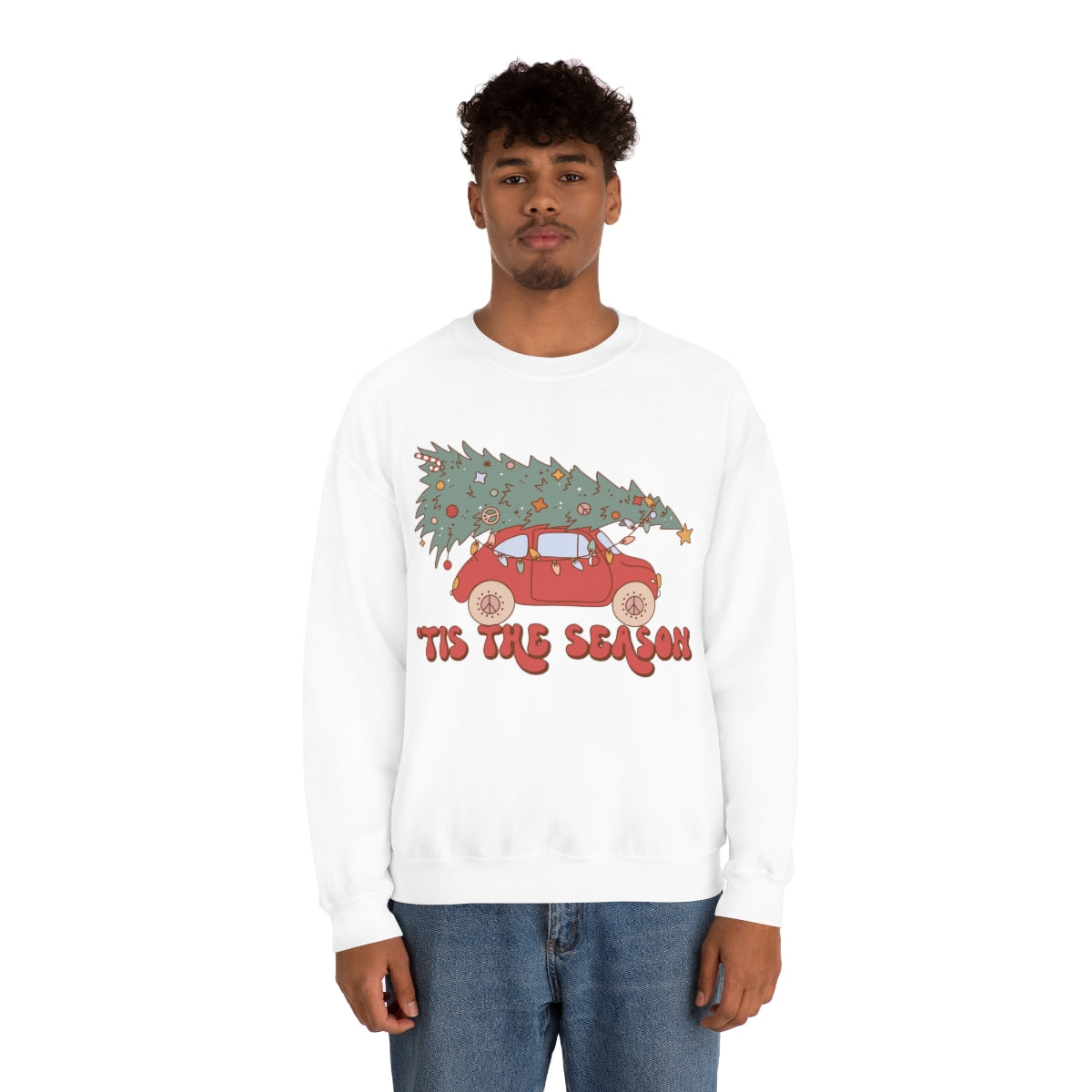 Tis the Season Groovy VW Bug Christmas Xmas Holiday Sweatshirt