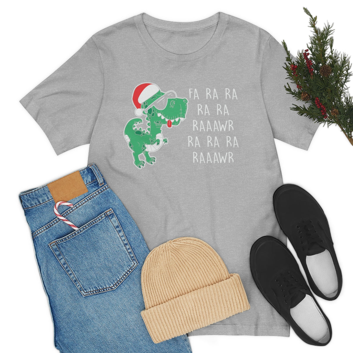 Fa Ra Ra Ra Ra Rawr Cute Dino Christmas Funny Tshirt