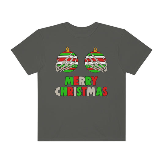 Ornament Breasts Skeleton Hands Merry Christmas Funny Holiday Tshirt