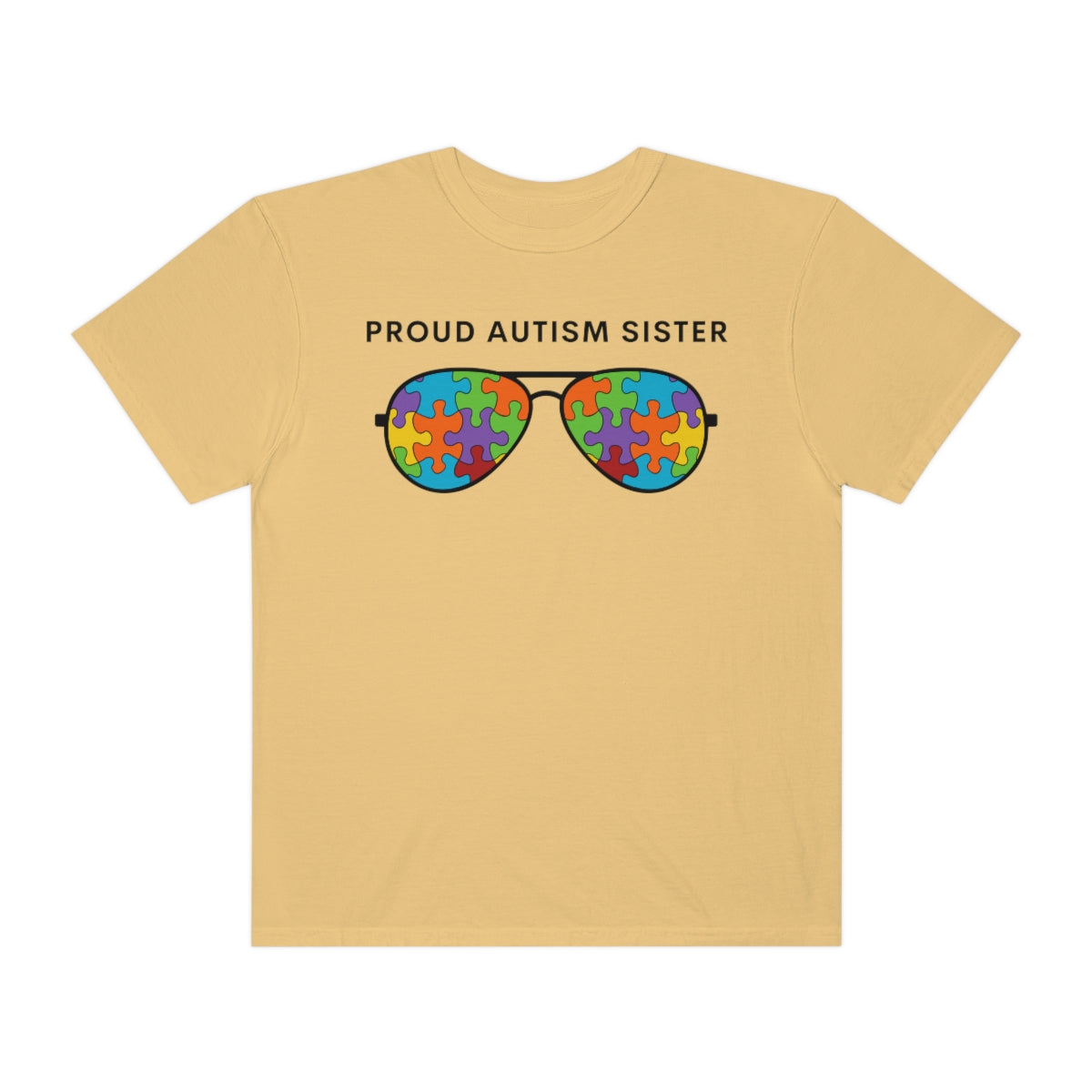 Proud Autism Sister Sunglasses Puzzle Pieces Autism Awareness Tshirt