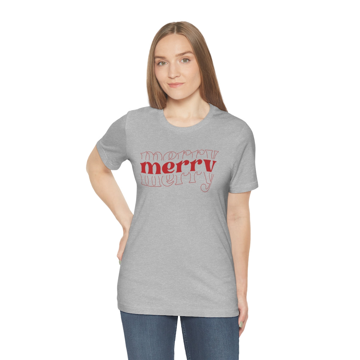 Merry Merry Merry Red Cute Christmas Holiday Tshirt