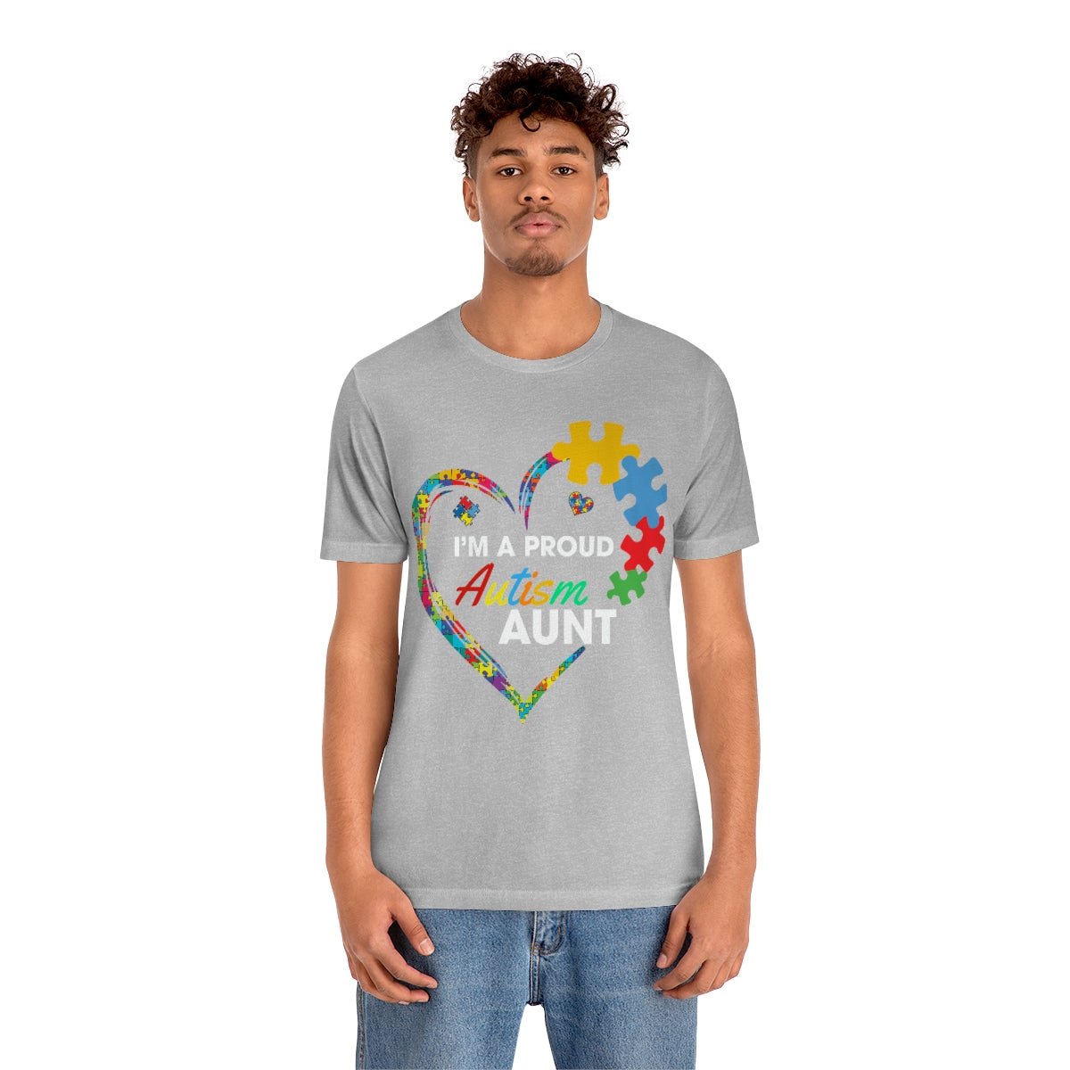 Proud Autism Aunt Heart Puzzle Pieces Tshirt