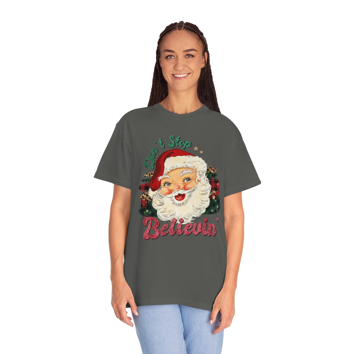 Don't Stop Believing Vintage Classic Santa Christmas Tshirt